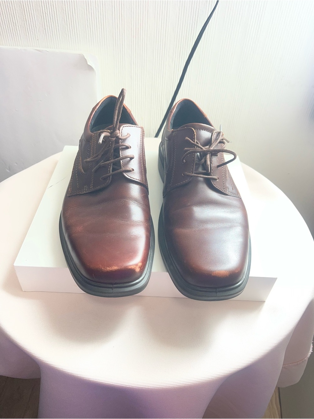 Ecco Men's Brown Leather Derby Lace-Up Shoes